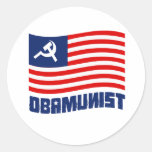 Bleu d'Obamunist Autocollant Rond