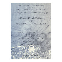 Bleu et faire-part de mariage chic chiffonné par c