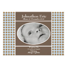 Bleu et faire-part de naissance de bébé de Brown