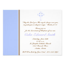Bleu et invitation croisée de baptême de baptême d