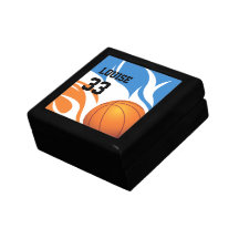 Bleu et orange flamboyants personnalisés de basket coffret cadeau