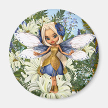 Bleu Fae de marguerite d'été Magnets Pour Réfrigérateur