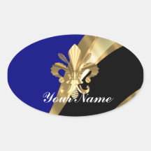 Bleu-foncé et gold fleur de lys autocollants