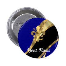 Bleu-foncé et gold fleur de lys badge avec épingle