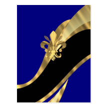Bleu-foncé et gold fleur de lys carte postale