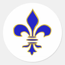 Bleu-foncé et or Fleur de lis Sticker Autocollants Ronds