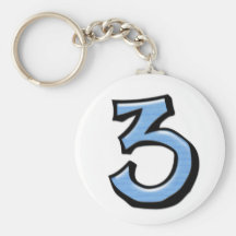 Bleu idiot Keychain des numéros 3 Porte-clés