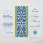 Bleu marine, vert, programme turquoise de mariage  tract customisé