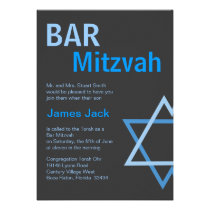 Bleu moderne et gris de Mitzvah Invitiation- de ba invitations