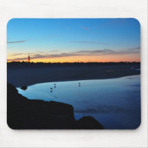 Bleu Mousepad d'oiseaux de la jetée 3 de plage d'a Tapis De Souris
