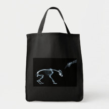 Bleu noir squelettique de mauvais rayon X de chien Sacs En Toile
