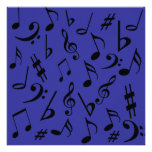 Bleu personnalisable d'invitation de notes musical