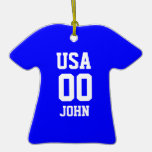 Bleu personnalisé et le blanc folâtre le Jersey Ornements De Noël