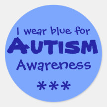 Bleu pour l'autisme adhésifs ronds
