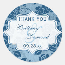 Bleu poussiéreux, autocollant floral blanc de fave