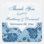 Bleu poussiéreux, autocollant floral blanc de fave
