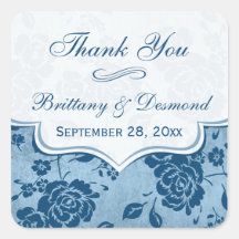 Bleu poussiéreux, autocollant floral blanc de fave