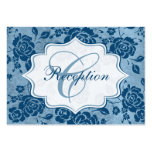 Bleu poussiéreux, carte florale blanche de clôture modèle de carte de visite