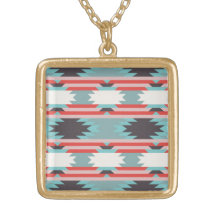 Bleu rouge de Natif américain tribal aztèque de mo Collier