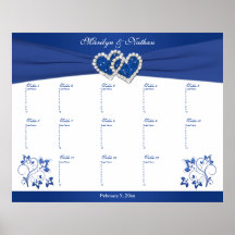 Bleu royal, affiche florale blanche d'allocation d