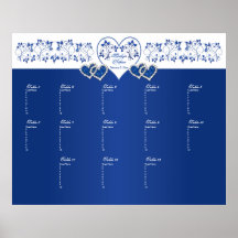 Bleu royal, affiche florale blanche d'allocation d