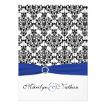 Bleu royal, blanc, invitation noire de mariage dam