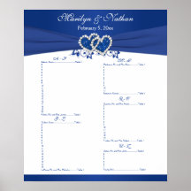 Bleu royal, diagramme floral blanc 2 d'allocation  affiche