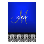 Bleu royal mariage damassé RSVP Invitations Personnalisées