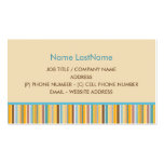 Bleu simple, jaune, orange, conception de rayures  cartes de visite personnelles
