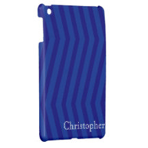 Bleu sur le mini modèle de cas d'iPad bleu de zigz