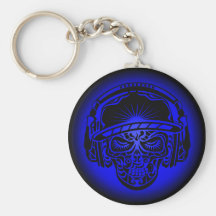 BLEU TRIBAL DE CRÂNE PORTE-CLEFS