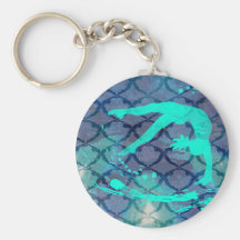 Bleu tribal de motif de gymnaste porte-clef