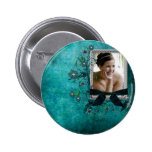 Bleu turquoise avec le modèle photo de fleurs badges avec agrafe