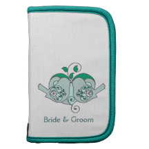 Bleu turquoise d'ardoise, mariage floral de coeur  agenda folio