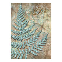 Bleu vintage de fougère élégante de faire-part de  invitations