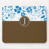 Bleus layette décorés d'un monogramme simples Mous tapis de souris
