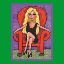 Blond impertinent et une chaise rouge - copie posters