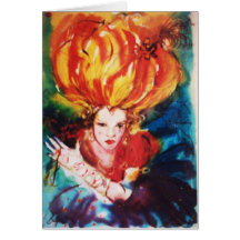 BLONDE DANS LE MONOGRAMME ROUGE CARTE DE VŒUX
