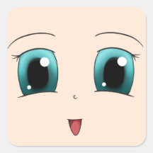 Blue Eyed Happy Chibi Face Stickers