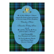 Blue & Green Lamont Tartan Plaid Custom Wedding Personalized Invites