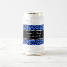 Blue leopard pattern wedding favors coffee mugs