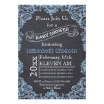 Blue vintage frame and chalkboard baby shower invitations