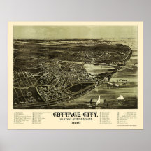 Bluffs de chêne, carte panoramique de mA - 1890 Posters