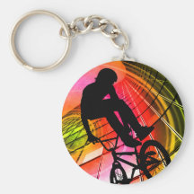 BMX dans les lignes et les cercles Porte-clefs
