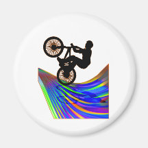 BMX sur la route d'arc-en-ciel Magnets