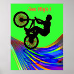 BMX sur la route d'arc-en-ciel Posters