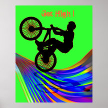 BMX sur la route d'arc-en-ciel Posters