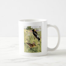 Bobolinks, marguerites et trèfle rose tasse à café