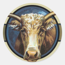 Boeuf Longhorn du Texas Autocollants Ronds