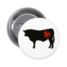 Boeuf noir d'Angus d'amour Pin's Avec Agrafe
